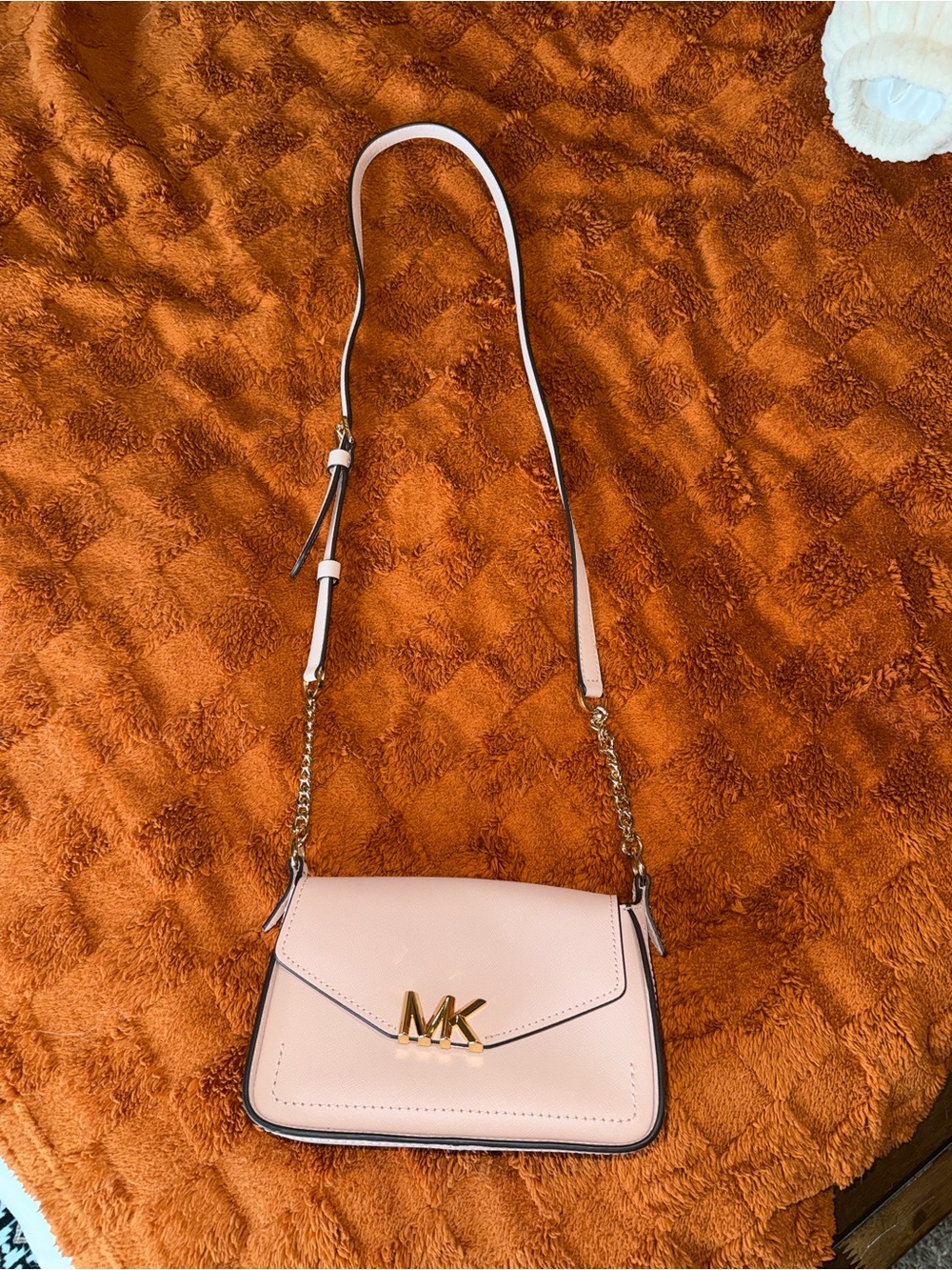 Michael Kors Pale Pink Leather MK Logo Crossbody